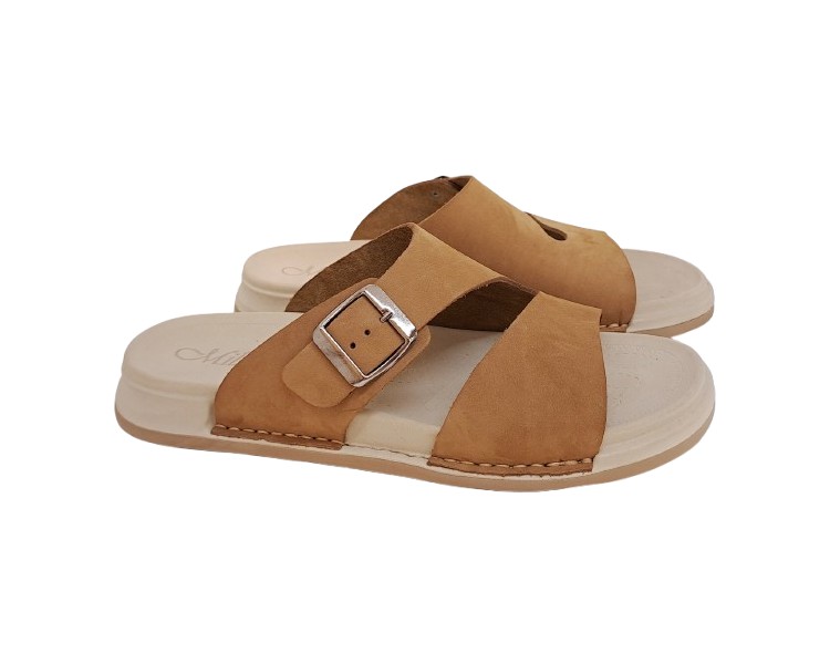 Дамски чехли TINA в цвят камел